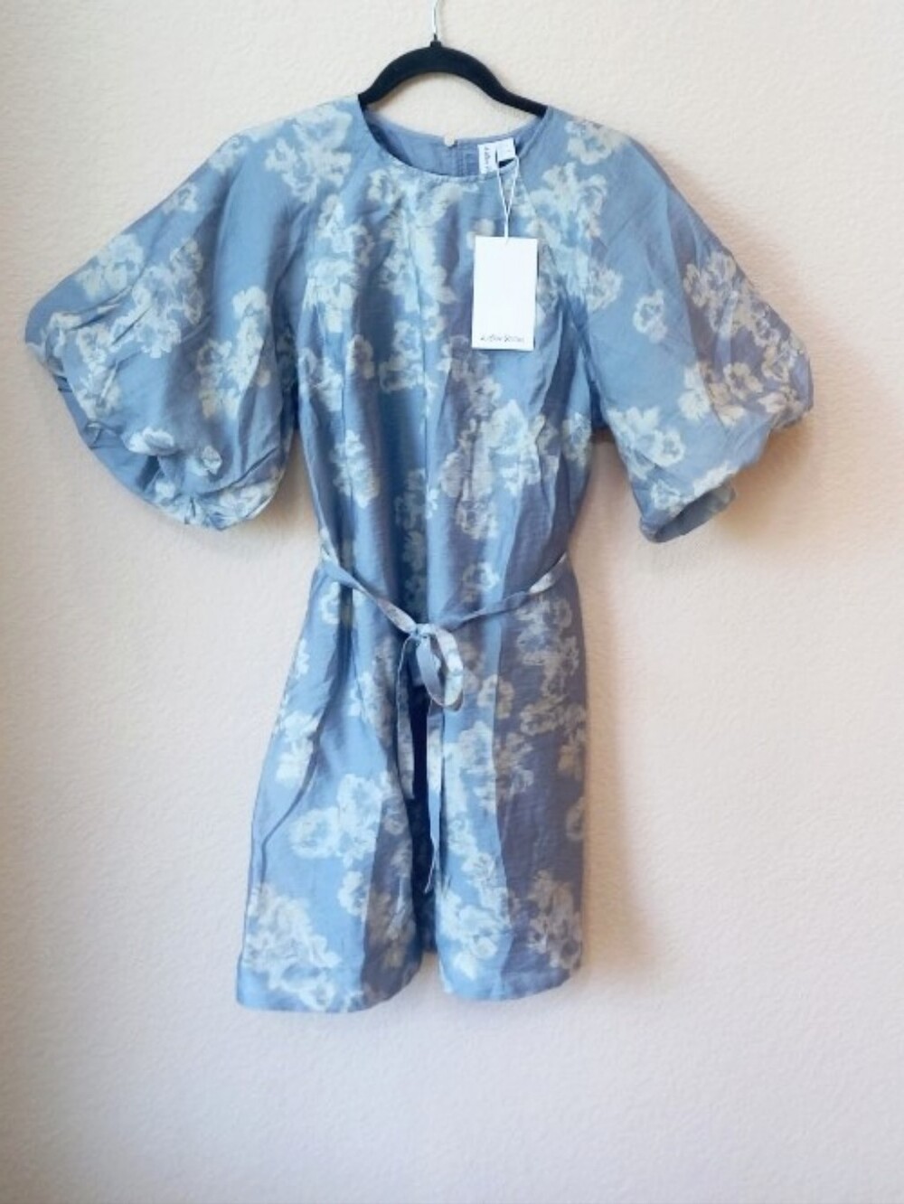 & Other Stories blue all-over floral print puff sleeves dress - Picture 7 of 12